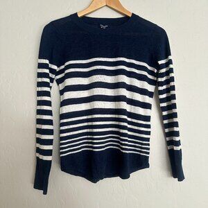 Splendid Linen Blend Lightweight Sweater Women's Size XS Navy Blue White Stripe